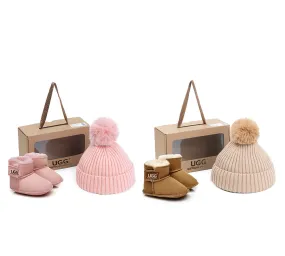 UGG Baby Gift Pack Erin Bootie with Pom Pom Beanie