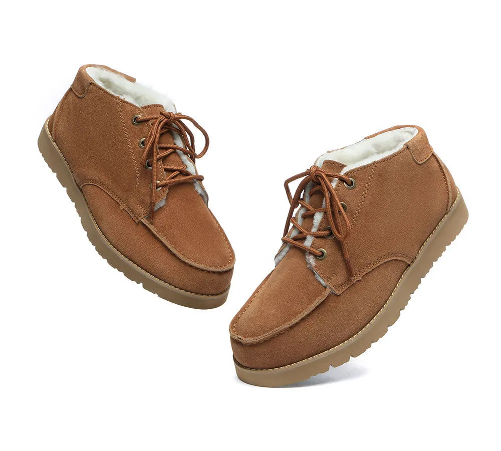 UGG Men Boots Lace Up Ankle Sheepskin Casual Boots Sneakers Ryan