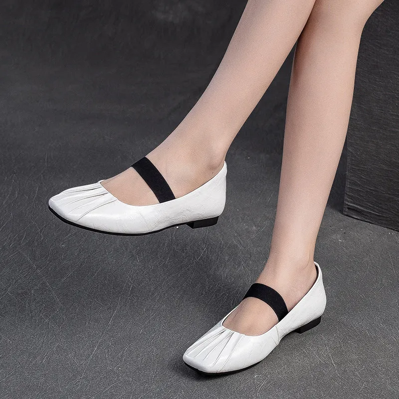 Women Casual Plaited Leather Soft Flats