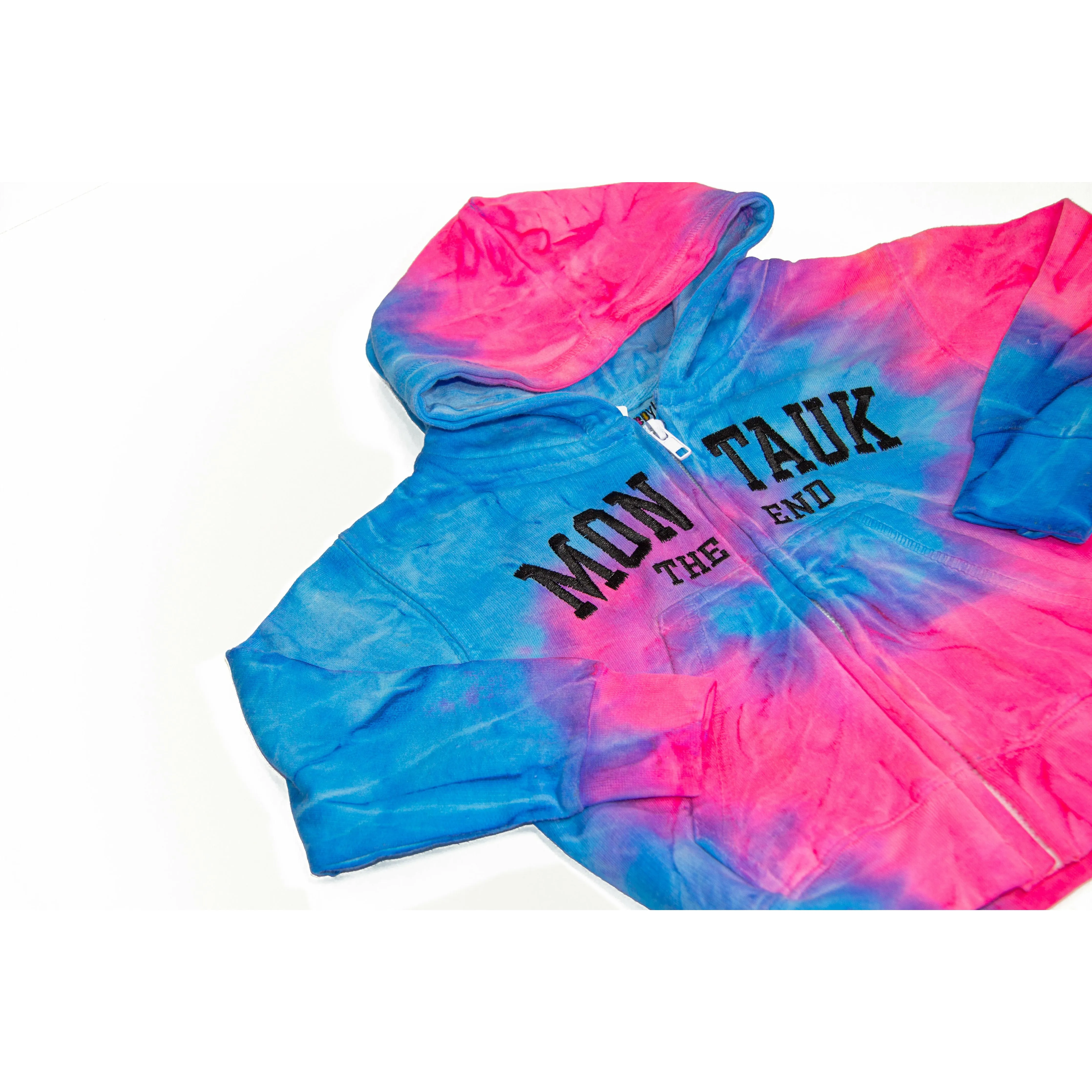 Youth Montauk The End Embroidered Zip-Up Hoodie in Tie Dye